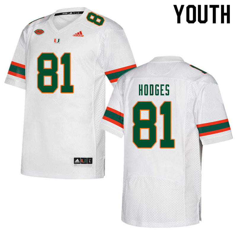 Youth #81 Larry Hodges Miami Hurricanes College Football Jerseys Sale-White - Click Image to Close